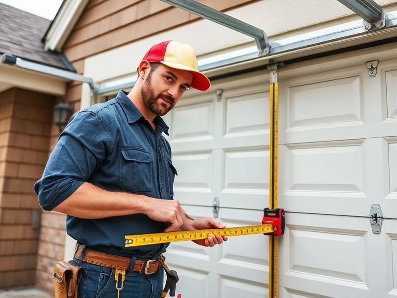 Expert garage door technician measuring for installation